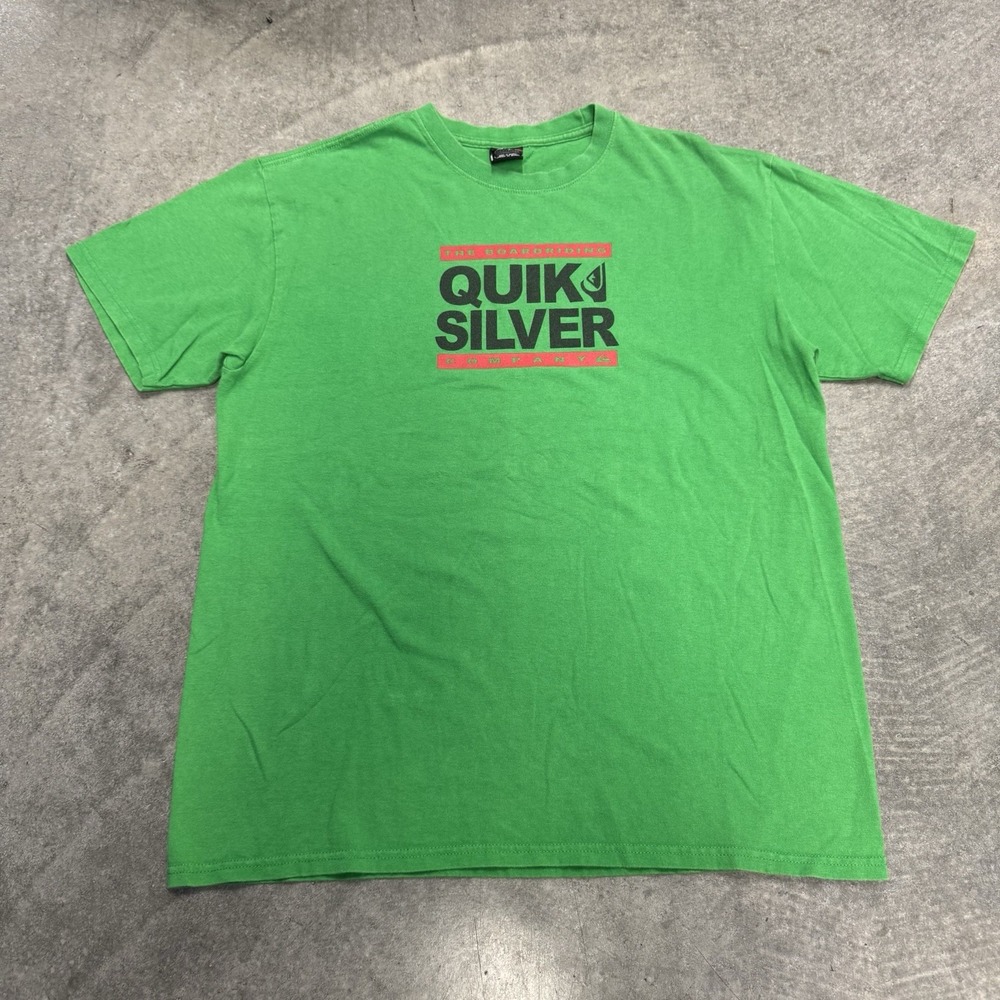 Vintage Quiksilver T-Shirt Green Grunge Surf Skate Y2K Grail Earthtone Large